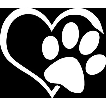 Samolepicí dekorace na vozidlo Samolepka tlapka srdce bílá