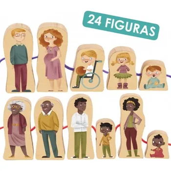 Dřevěná hračka Akros Montessori dřevěné provlékání: Rodina