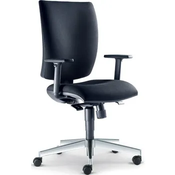 LD Seating Kancelářská židle Lyra Click (2 modely) [Style 60999, výškově stavitelné BR-207, bederní opěrka BO, sedák posuvný, s pryží na tvrdou podlahu, průměr 60 mm, hliníkový leštěný F40-N6]