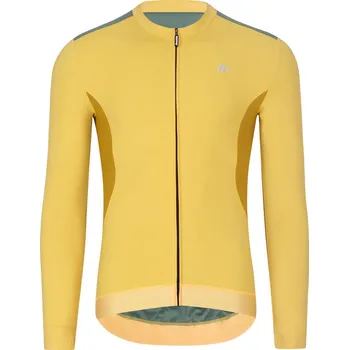 cyklistický dres HOLOKOLO Cyklistický dres s dlouhým rukávem zimní - SPECIAL - žlutá/zelená 2XL