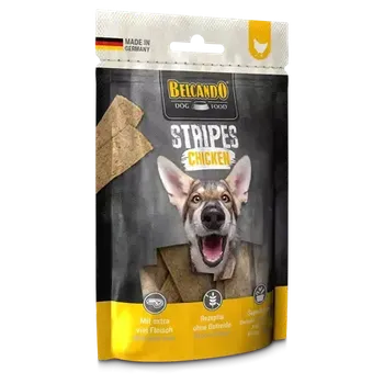 Pamlsek pro psa Belcando Stripes Kuřecí balení 70 g nízkotučné pamlsky pro psy s kvasnicemi od psiskoty.cz (Odměňte chlupáče pamlskem, který si zamiluje. Nízkotuční kuřecí ocení i parťáci s nadváhou a psí senioři. Doplňkové krmivo pro psy bez lepku a obilovin. )