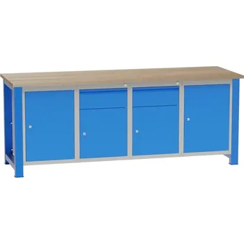 Dílenský stůl KOVONA Dílenský stůl s vloženými kontejnery SD42122 [buková spárovka 27 mm]