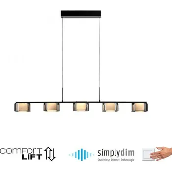 PAUL NEUHAUS LED závěsné svítidlo RIKA černá stmívatelné nastavitelná výška paměťová funkce SimplyDim 3000K PN 2116-18