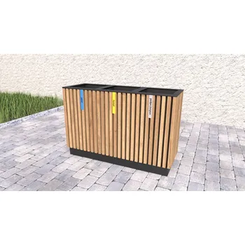 Odpadkový koš ENPRAG Koš na tříděný odpad Lamela 65 l 99x82x41 cm zlatý dub, černá