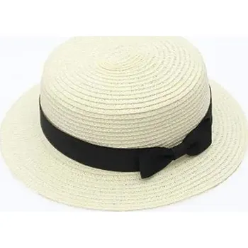 Klobouk Letní slámový klobouk dámský široký | Ochrana před sluncem - plochá mléčná bílá,dospělý 56-58 cm