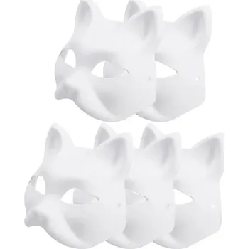 Karnevalová maska Bílá kočičí maska na Halloween a karneval | party maska - Bílá - 5ks