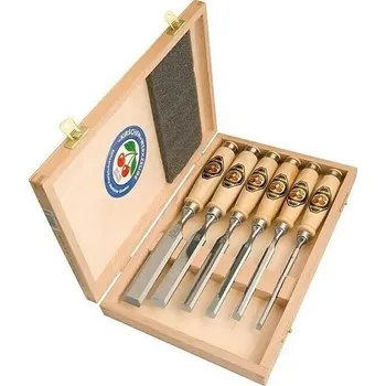 Dláto Sada plochých dlát, Uhlíková nástrojová ocel, habrové dřevo, 6 ks 1101HK