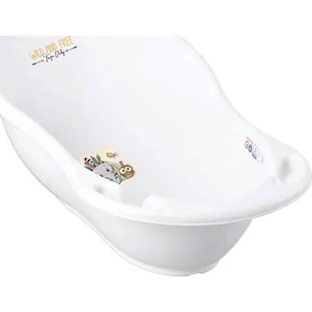 Koupání kojence TEGA Anatomická vana s odtokem 86 cm Wild & Free elephant bílá 86 bílá