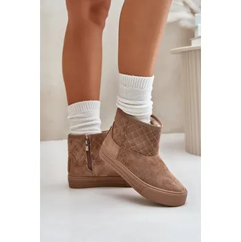 Dámská zimní obuv Sněhové boty na zip zateplené kožešinou Big Star OO274A524 Barva: Béžová, Velikost: 36