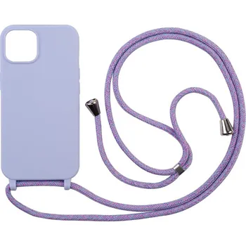 Pouzdro na mobilní telefon Silikonový kryt se šňůrkou pro iPhone 16 PLUS Barva: levandulová