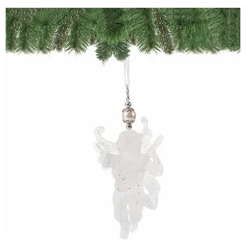 Vánoční ozdoba - Tančící anděl s perlou bílý, 13cm