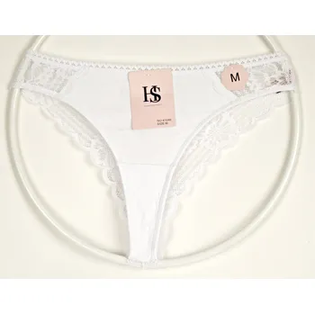 Dámské spodní prádlo HANA SECRET Bavlněná tanga s krajkou vz. 46 Velikost: XL, Barva: bílá