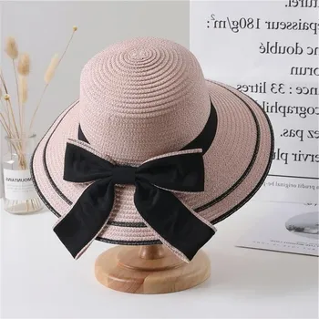 Klobouk Panamský dámský slaměný klobouk s velkou krempou | Široká ochrana hlavy - růžový,56-58 cm