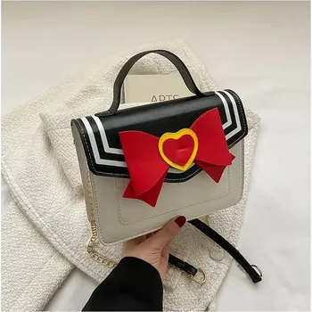 Kabelka Módní dámská kabelka s mašlí přes rameno | Taška pro ženy - Černá