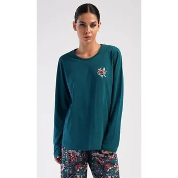 Dámské noční prádlo Dámské pyžamo dlouhé nadměrné Vienetta Secret Ines petrolejová 4XL