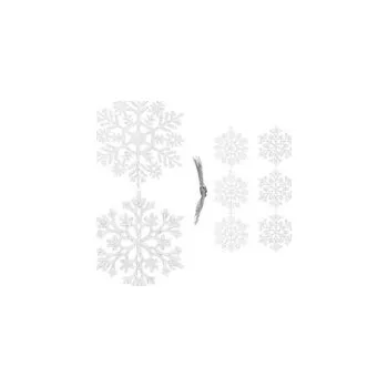 Vánoční dekorace Vánoční ozdoby - Sněhové vločky se třpytkami 8cm, bílé, sada 8ks