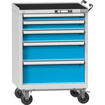 Dílenský stůl POLAK Mobilní kontejner ZDM 84-1 [světle šedá, světle modrá, E - výsuv 88%, nosnost zásuvky 70 kg]