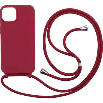 Pouzdro na mobilní telefon Silikonový kryt se šňůrkou pro iPhone 16 PLUS Barva: Vínová