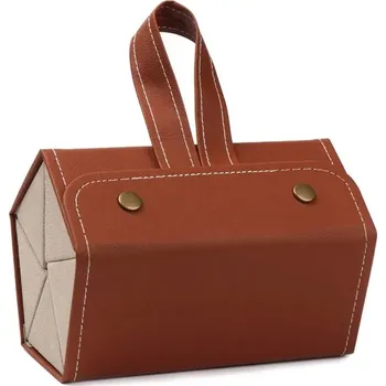 Pouzdro na brýle Skládací cestovní pouzdro na brýle z PU kůže | Obal na brýle - hnědá-5 Slot