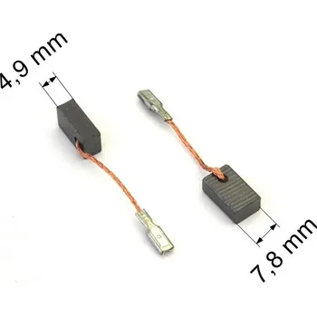 206 uhlíkové kartáče 4,9 x 7,8 mm