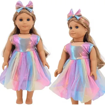 Šatičky pro panenky Baby Born a American girl 43 cm Varianta: xm923 duhové šaty s mašlí