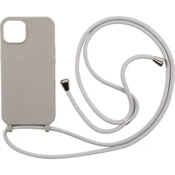 Pouzdro na mobilní telefon Silikonový kryt se šňůrkou pro iPhone 16 PLUS Barva: Šedá