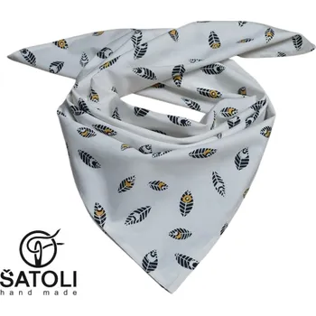 Šátek Šatoli.cz Bavlněný šátek 65x65 cm Peříčka na bílé