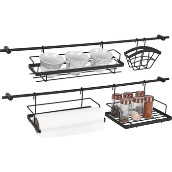 Kuchyňská linka PROPER Sada držáků do kuchyně 78 cm černá