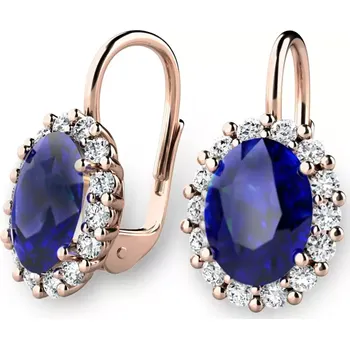 Náušnice Dámské náušnice růžové zlato 585/1000 přírodní diamant 3.10 ct G/SI se safíry 140029-CV-DIA-SAF