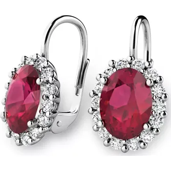 Náušnice Dámské náušnice bílé zlato 585/1000 přírodní diamant G/SI s rubíny 140029-B-DIA-RUB