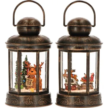 Vánoční dekorace Vánoční dekorace, lucerna se sněhem a LED světlem, mix