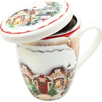 PROPER Hrnek porcelánový 340ml se sítkem Vánoce