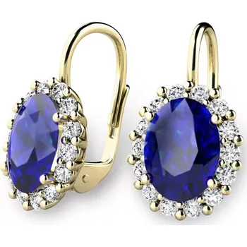 Náušnice Dámské náušnice žluté zlato 585/1000 přírodní diamant 3.10 ct G/SI se safíry 140029-ZL-DIA-SAF