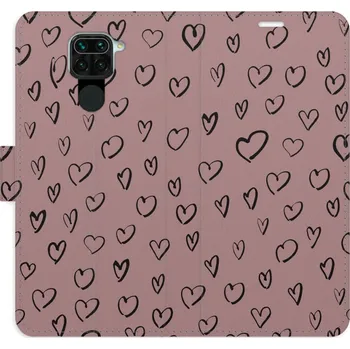 Pouzdro na mobilní telefon Flipové pouzdro iSaprio - Heart Dark 02 - Xiaomi Redmi Note 9