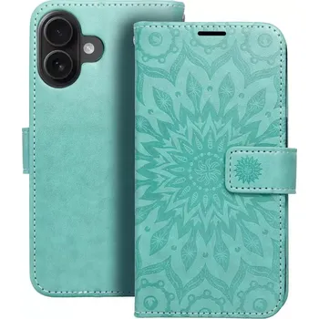 Pouzdro na mobilní telefon MEZZO Book - Apple iPhone 16 - flip knížkové pouzdro - Zelená mandala (MEZZO Book case for Apple iPhone 16 - Zelená mandala)