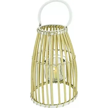 Lucerna Lucerna bambusová, bambusové dřevo, kov, přírodní, bílá, výška: 31 cm 621771-2