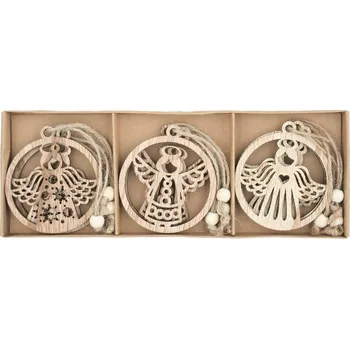 Vánoce Sada dřevěných ozdob - Anděl