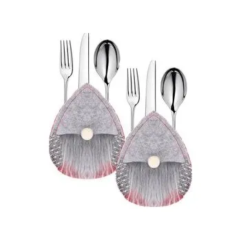Stolování Vánoční prostírání na příbory Gnom, šedé, sada 2ks
