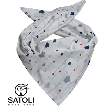 Šatoli.cz Bavlněný šátek 65x65 cm Srdíčka na bílé