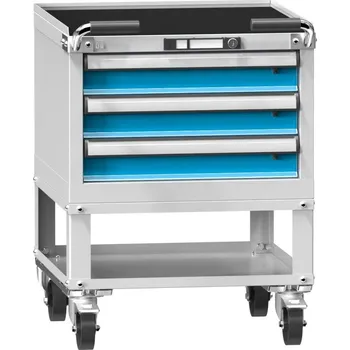 Dílenský stůl POLAK Mobilní kontejner ZAM 39-1 [světle šedá, světle modrá, E - výsuv 88%, nosnost zásuvky 70 kg]