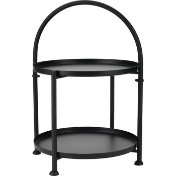 Konferenční stolek Home Styling Collection Kovový kulatý stolek ve stylu loft s držákem, 34 x 45,5 cm