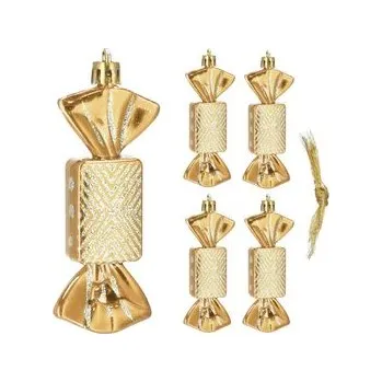 Vánoční ozdoba Vánoční ozdoby Bonbóny zlaté - 8cm, sada 5ks