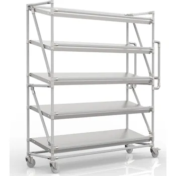 ENPRAG Regálový vozík na přepravky se šikmými policemi 1500 x 400 mm, SP15040 [šedá + stříbrné spojky]