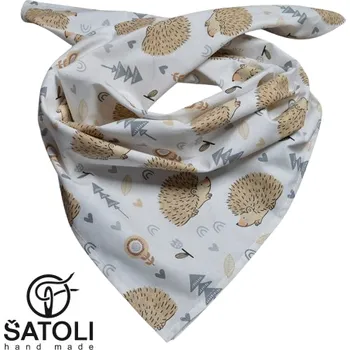Šátek Šatoli.cz Bavlněný šátek 65x65 cm Béžoví ježci na bílé