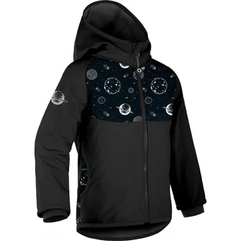 Unuo (ušito v ČR) Dětská softshellová bunda Unuo s fleecem černá planety