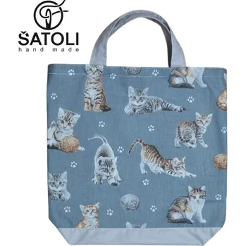 Nákupní taška Šatoli.cz Dětská bavlněná nákupní taška Koťátka na šedé