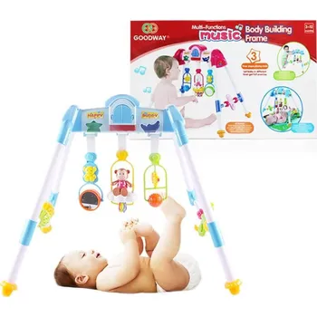 Hrací deka BABY MIX Dětská hrací vzdělávací hrazda De Lux modrá 55x40 modrá