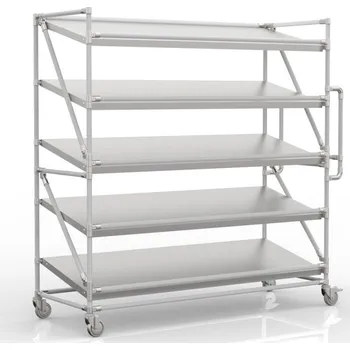 ENPRAG Regálový vozík na přepravky se šikmými policemi 1700 x 600 mm, SP17060 [šedá + stříbrné spojky]