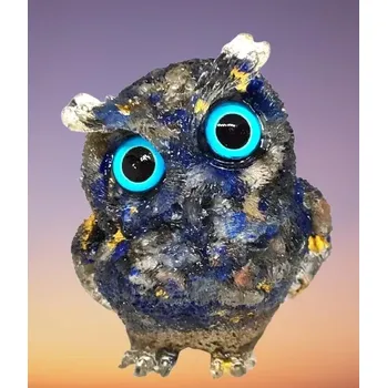Sovička z lapisu lazuli a pryskyřice 6 cm