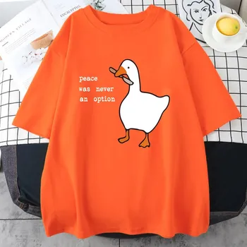 Pánská móda Unisex tričko s husou a nápisem Barva: Oranžová, Velikost: S